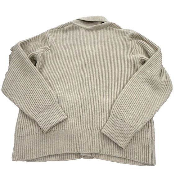 John Blair Vintage Men's Cozy Cowl Collared Cardigan Sweater; Pockets; Tan; Med - Picture 7 of 7